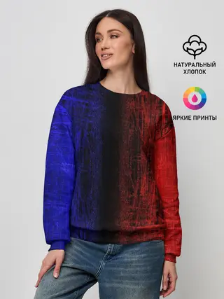 Женский свитшот / Сине-Красная Текстура