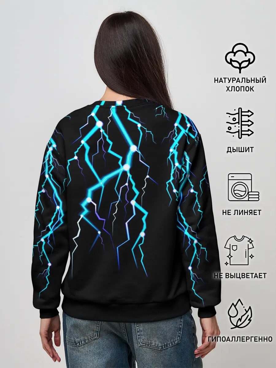 Женский свитшот / МОЛНИИ ДЕВУШКА ЦВЕТЫ