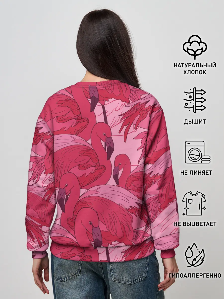 Женский свитшот / розовые фламинго