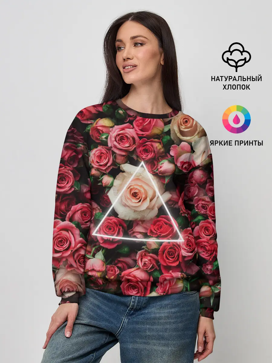 Женский свитшот / ROSE NEON | РОЗЫ НЕОН