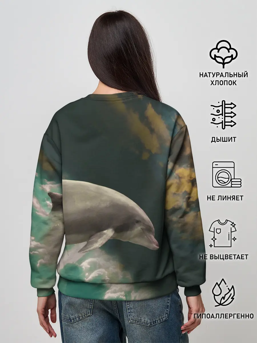 Женский свитшот / Дельфин в облаках