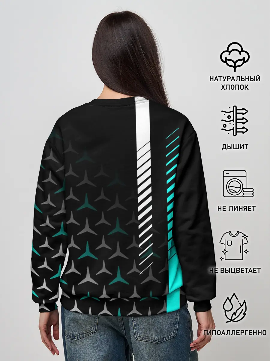 Женский свитшот / МЕРСЕДЕС / AQUA BLACK GRADIENT