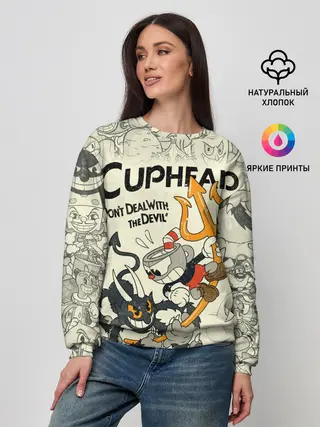 Женский свитшот / Cuphead and Devil