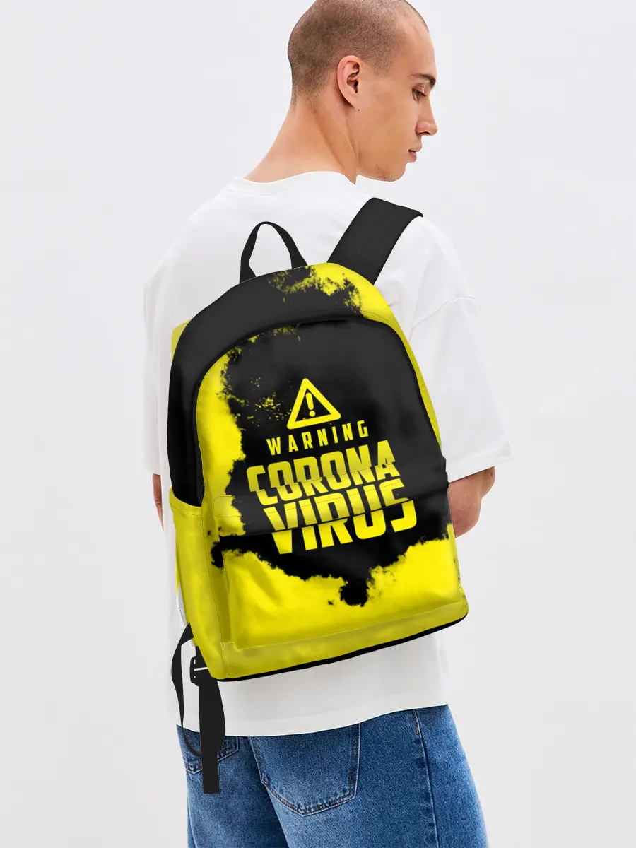 Рюкзак джинсовый / Warning Coronavirus
