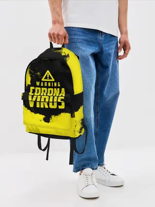 Рюкзак джинсовый / Warning Coronavirus
