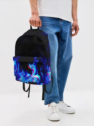 Рюкзак джинсовый / СИНИЙ ОГОНЬ ГЛИТЧ | BLUE FIRE GLITCH