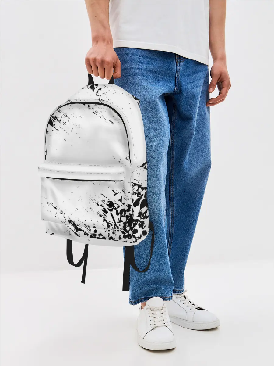 Рюкзак джинсовый / БЕЛЫЕ ЧЕРЕПА | WHITE SKULLS