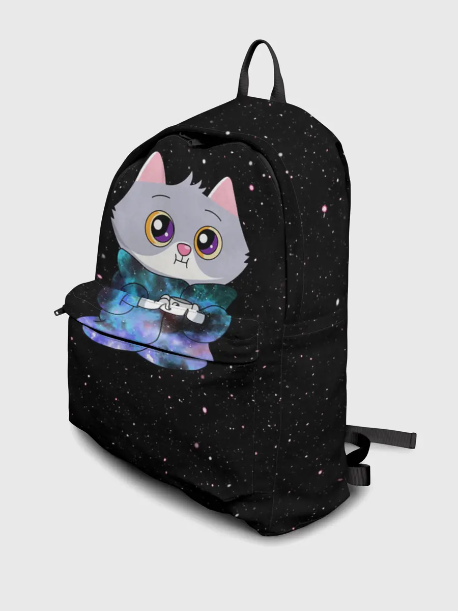 Рюкзак джинсовый / Котёнок в пледе