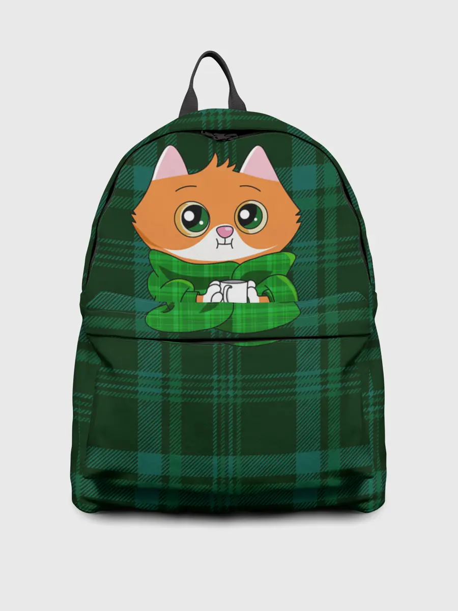 Рюкзак джинсовый / Котёнок в пледе