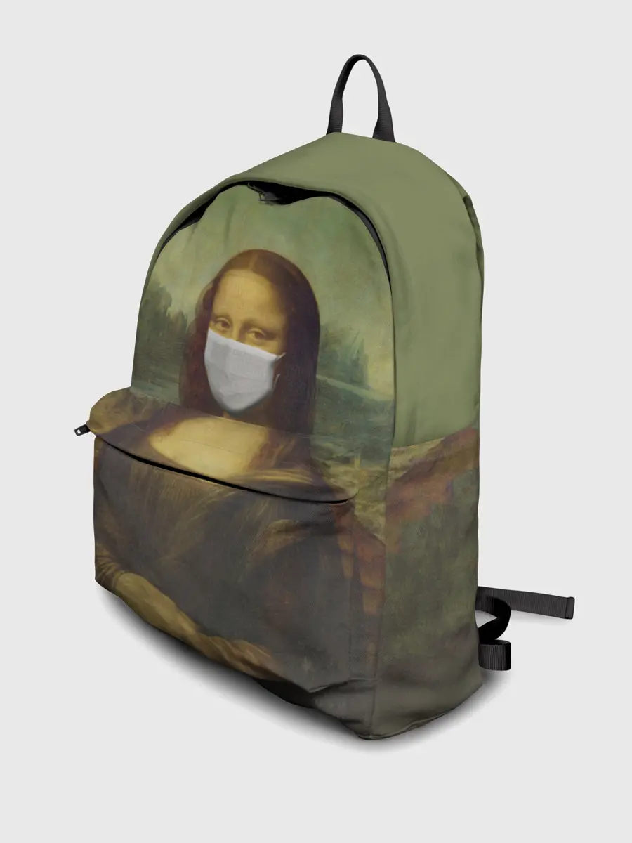Рюкзак джинсовый / Мона Лиза в маске