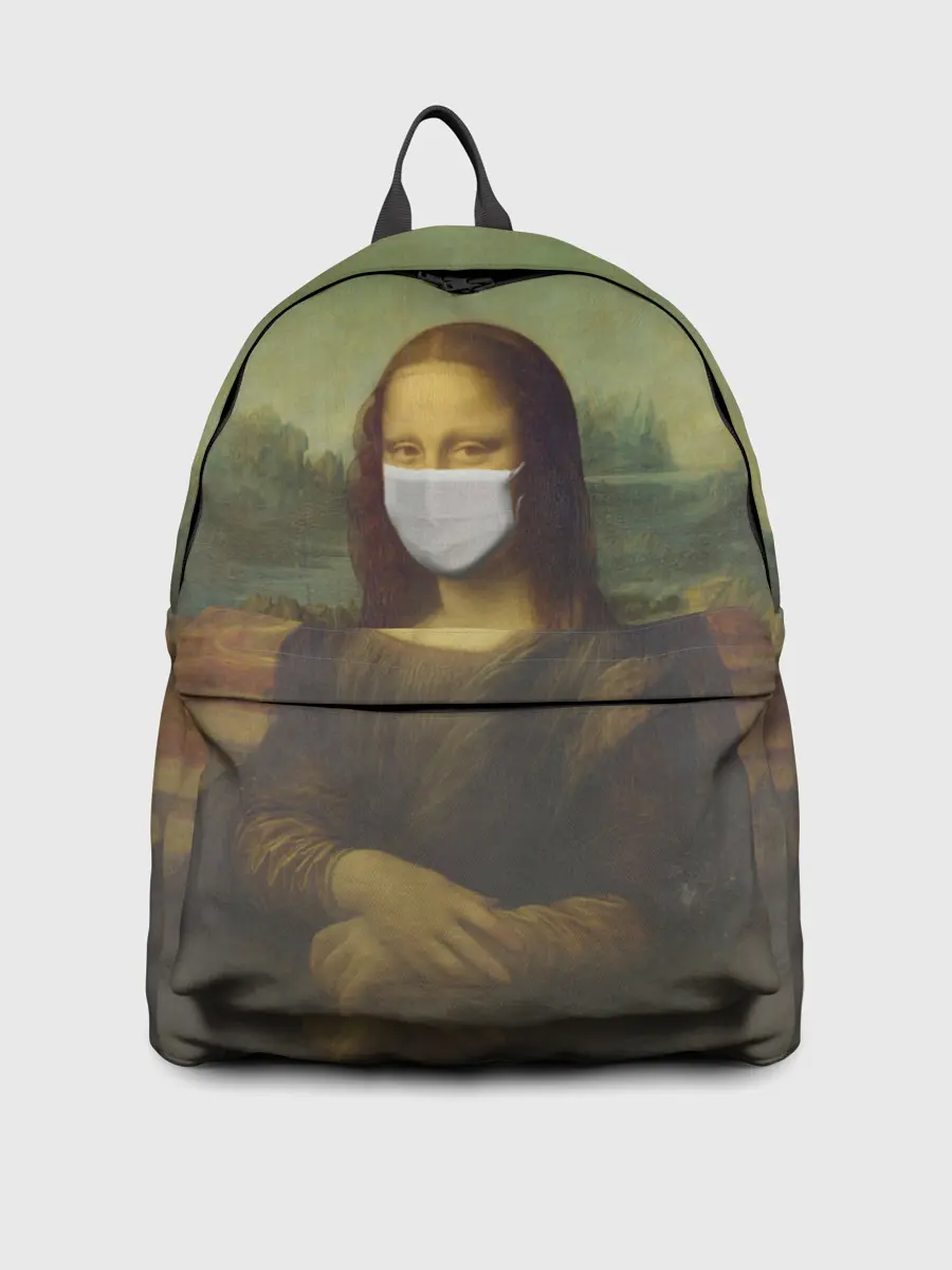 Рюкзак джинсовый / Мона Лиза в маске