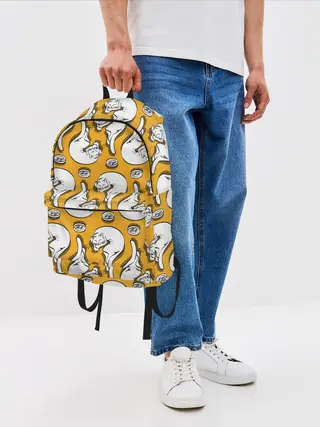 Рюкзак джинсовый / Белая кошка и корм