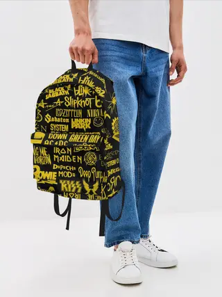 Рюкзак джинсовый / Логотипы рок групп GOLD