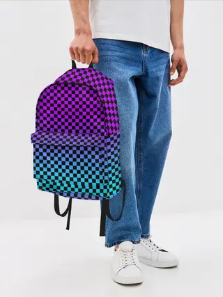 Рюкзак джинсовый / НЕОНОВАЯ ШАХМАТКА