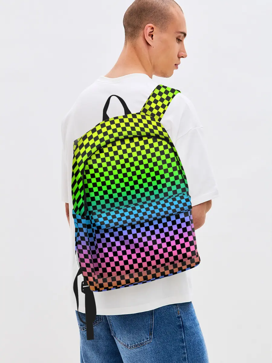 Рюкзак джинсовый / РАДУЖНАЯ ШАХМАТКА