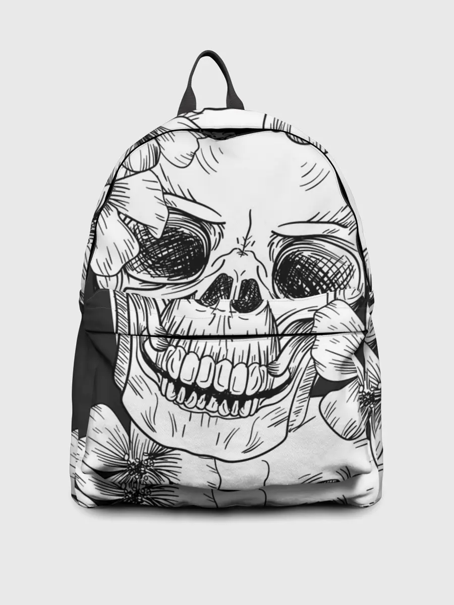 Рюкзак джинсовый / Цветочный череп