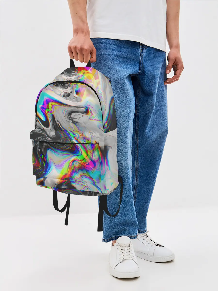 Рюкзак джинсовый / DIGITAL ABSTRACT GLITCH | ГЛИТЧ