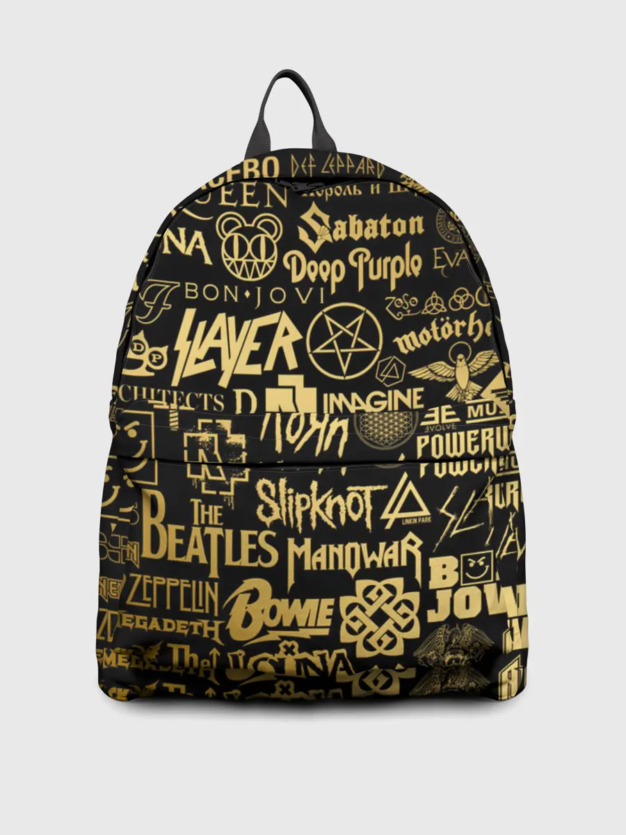 Рюкзак джинсовый / ЛОГОТИПЫ РОК ГРУПП GOLD