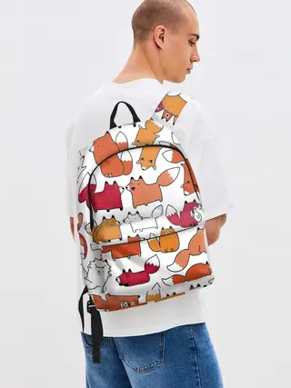 Рюкзак джинсовый / Милые лисы