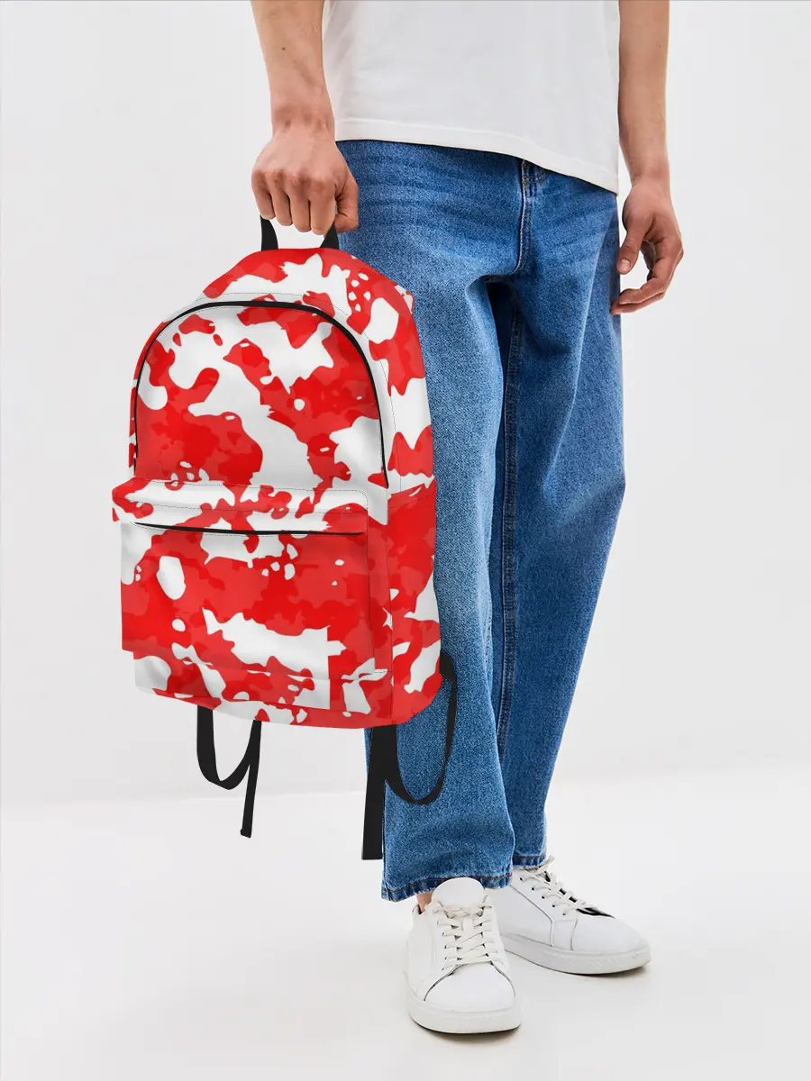Рюкзак джинсовый / Красно-белая