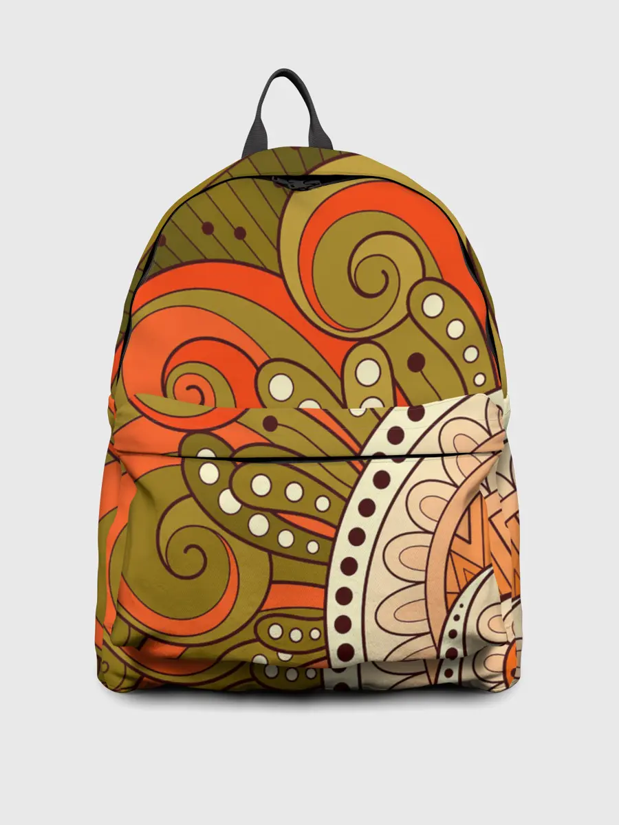 Рюкзак джинсовый / Детский оранжево-болотный