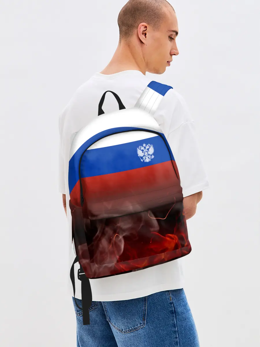 Рюкзак джинсовый / Россия огонь