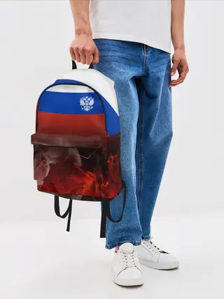 Рюкзак джинсовый / Россия огонь