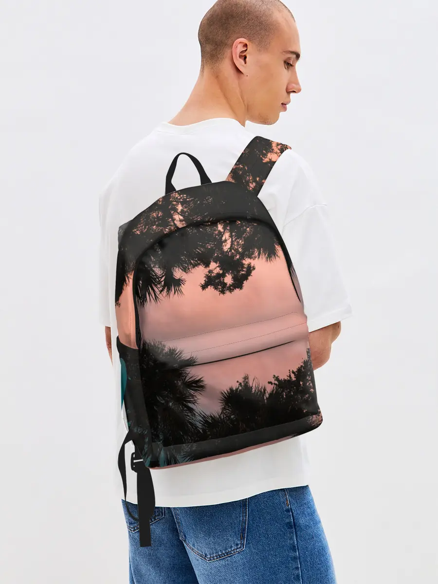 Рюкзак джинсовый / Пальмы вид снизу закат