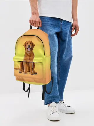 Рюкзак джинсовый / Золотистый ретривер