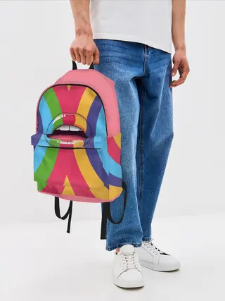 Рюкзак джинсовый / Радужные губы | Rainbow lips