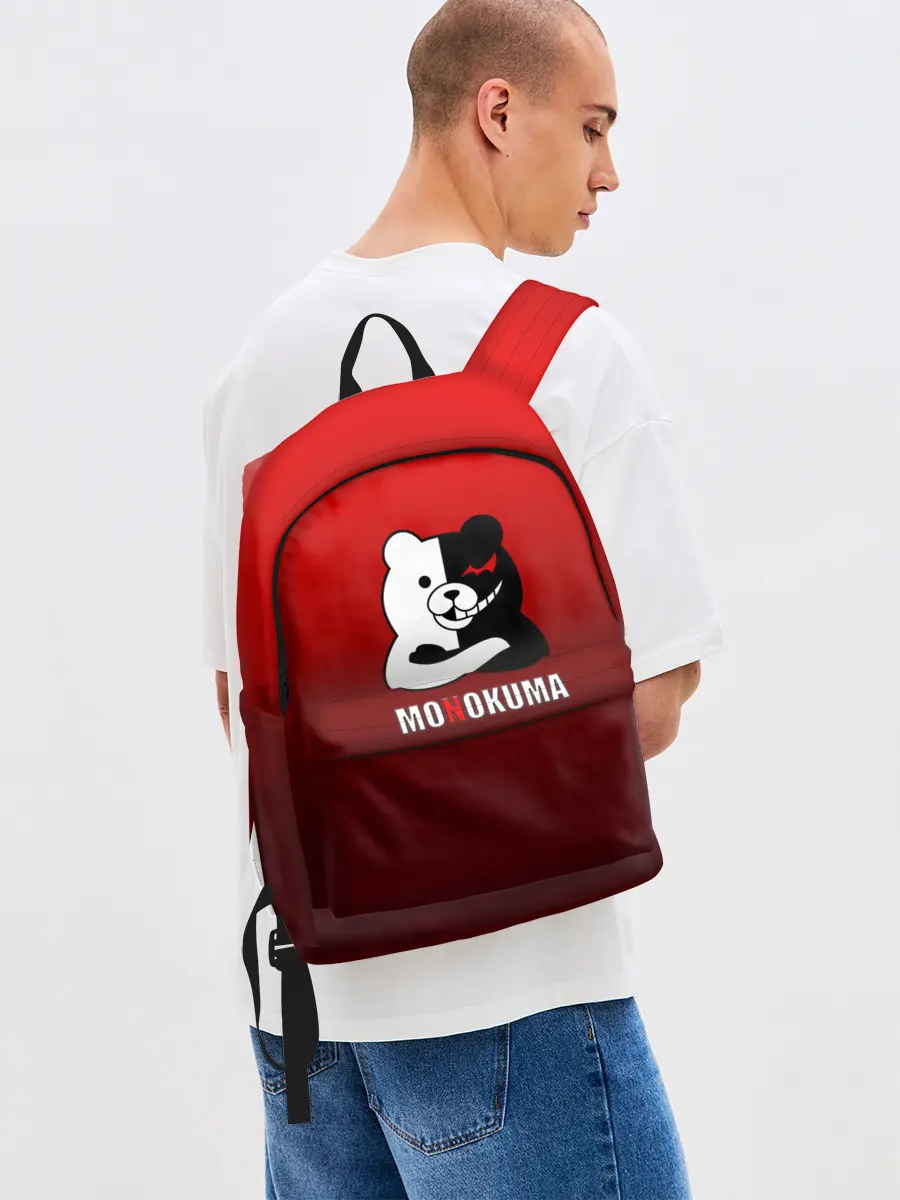 Рюкзак джинсовый / monokuma на красном градиенте