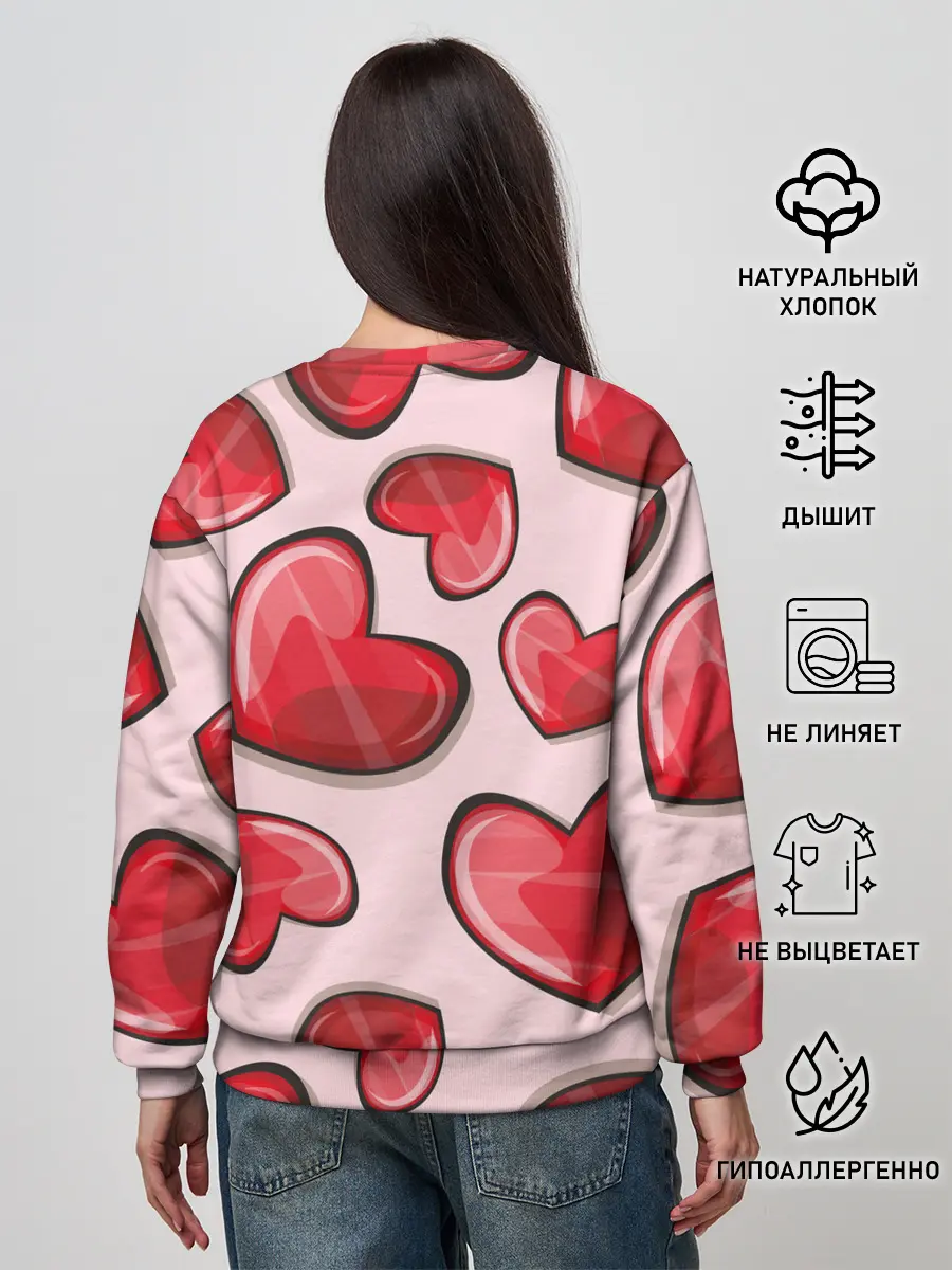 Женский свитшот / Узор Сердечки для влюбленных