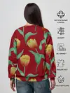 Женский свитшот / Тюльпаны на красном фоне