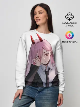 Женский свитшот / Пауэр скучает на белом фоне