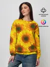 Женский свитшот / Принт подсолнухи желтый