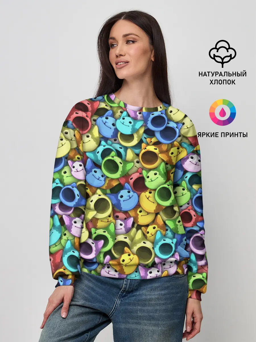 Женский свитшот / Цветные Поп Котики