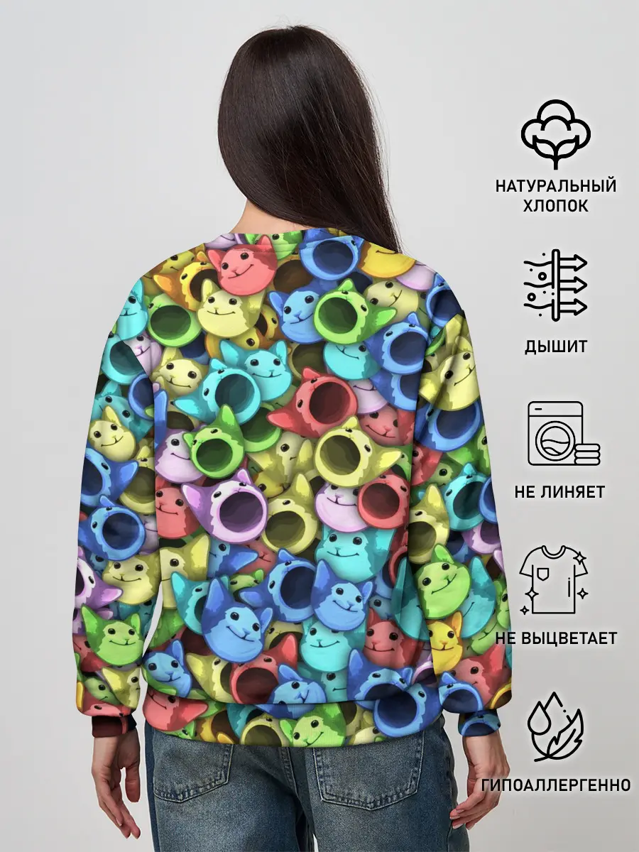 Женский свитшот / Цветные Поп Котики