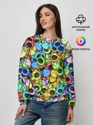 Женский свитшот / Цветные Поп Котики