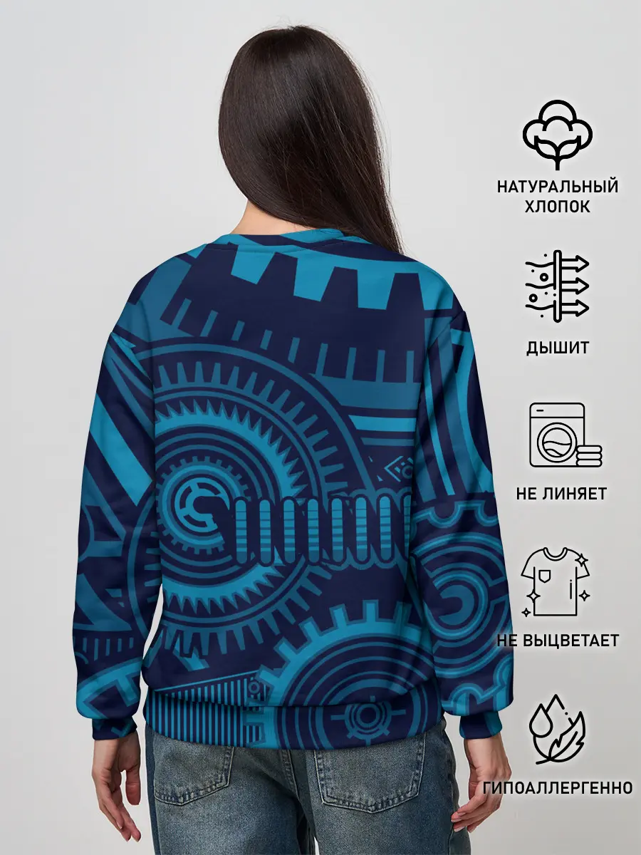 Женский свитшот / Steampunk Mechanic Blue