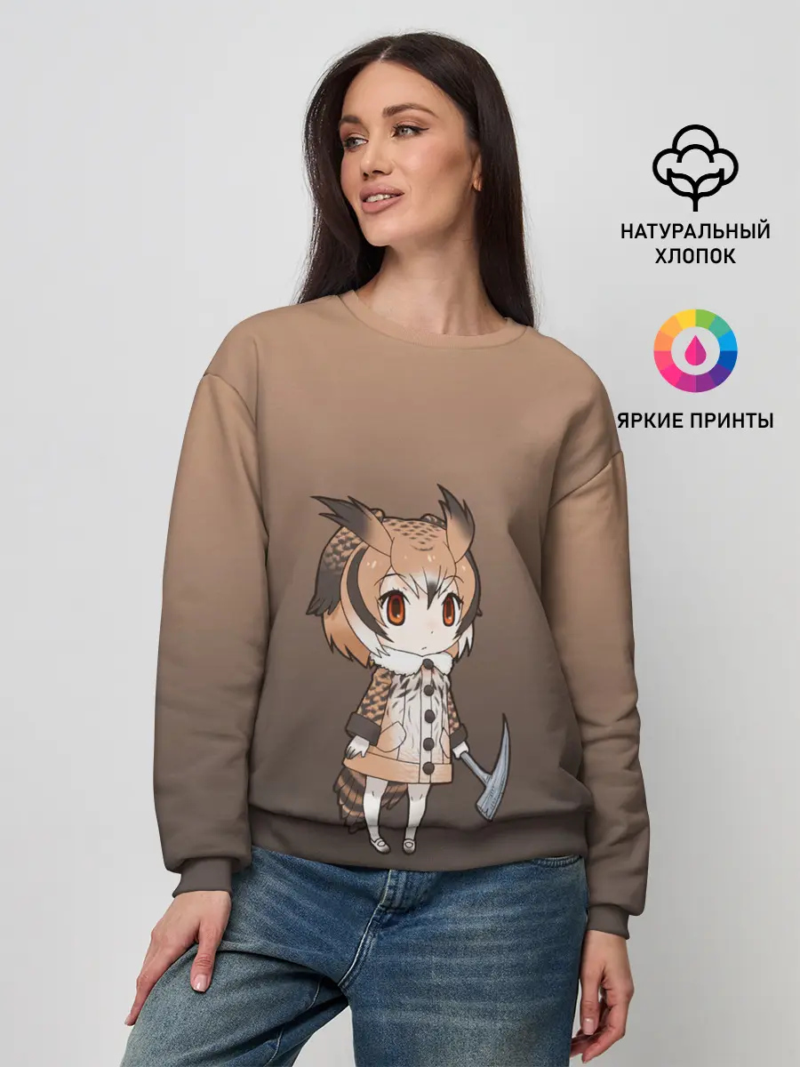 Женский свитшот / девочка сова с топром