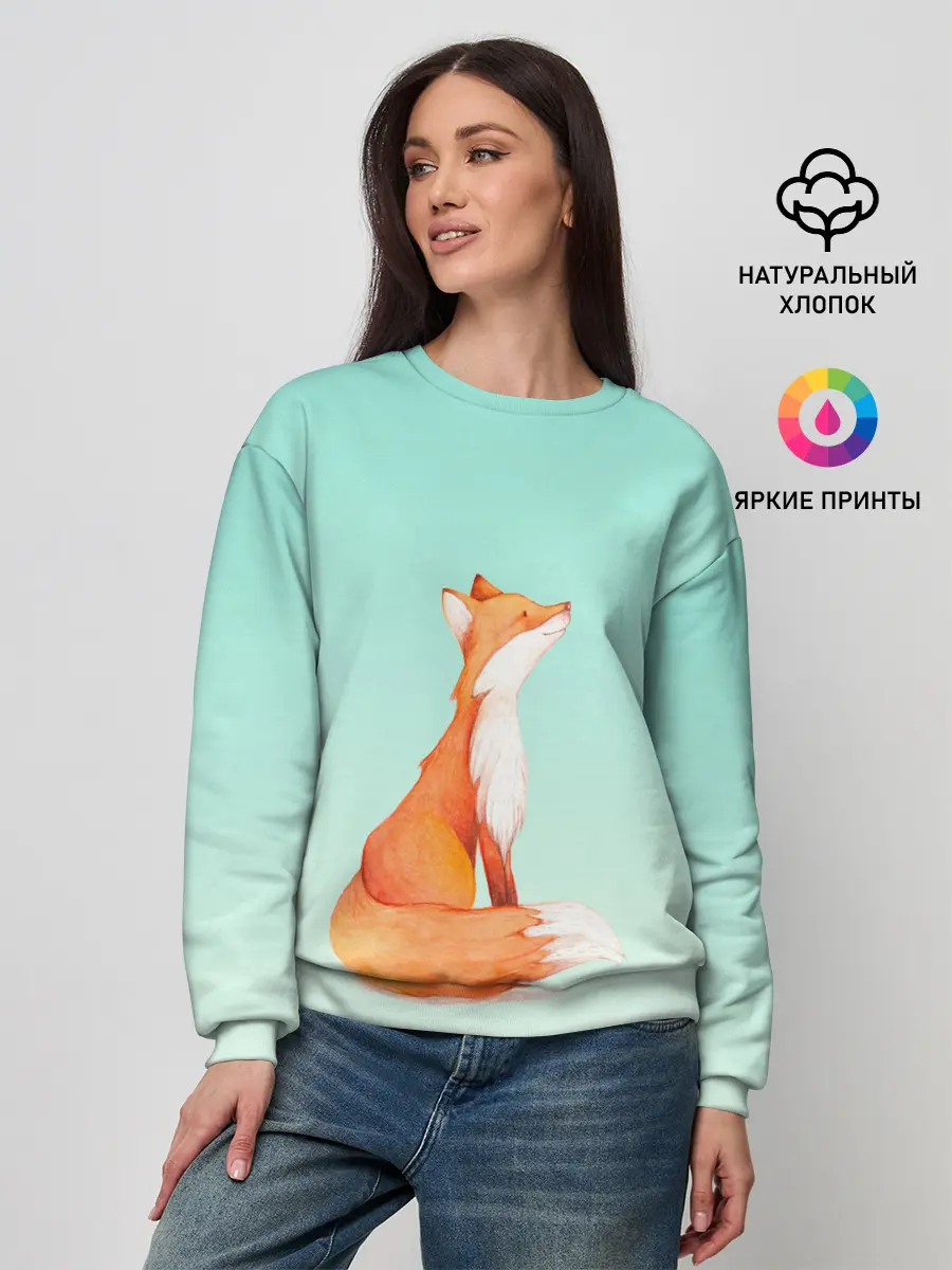 Женский свитшот / нарисованный лисенок