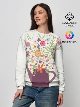 Женский свитшот / Цветы в чайнике
