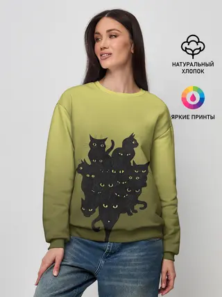 Женский свитшот / много черных котов