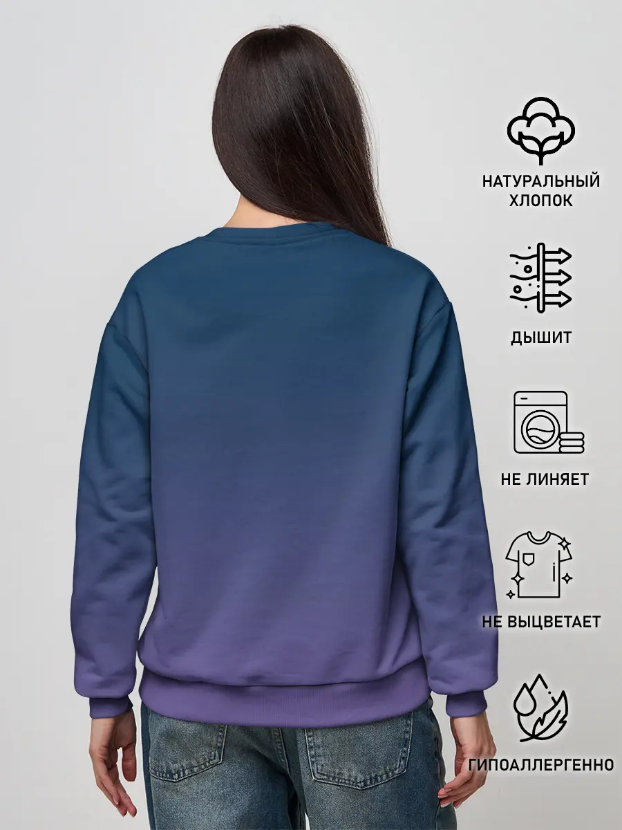 Женский свитшот / волченок на луне рисунок