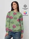 Женский свитшот / Пионы на светло зеленом фоне