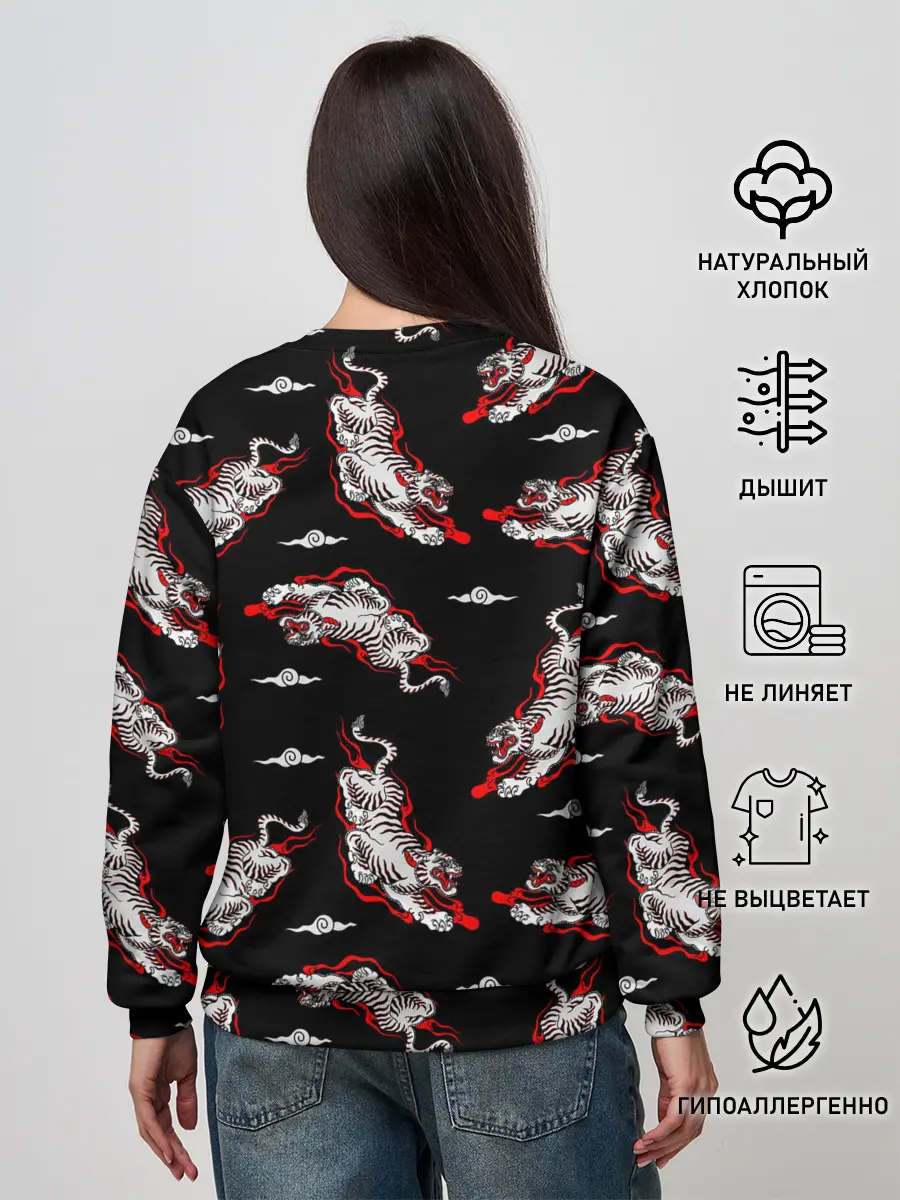 Женский свитшот / Японский стиль - тигры