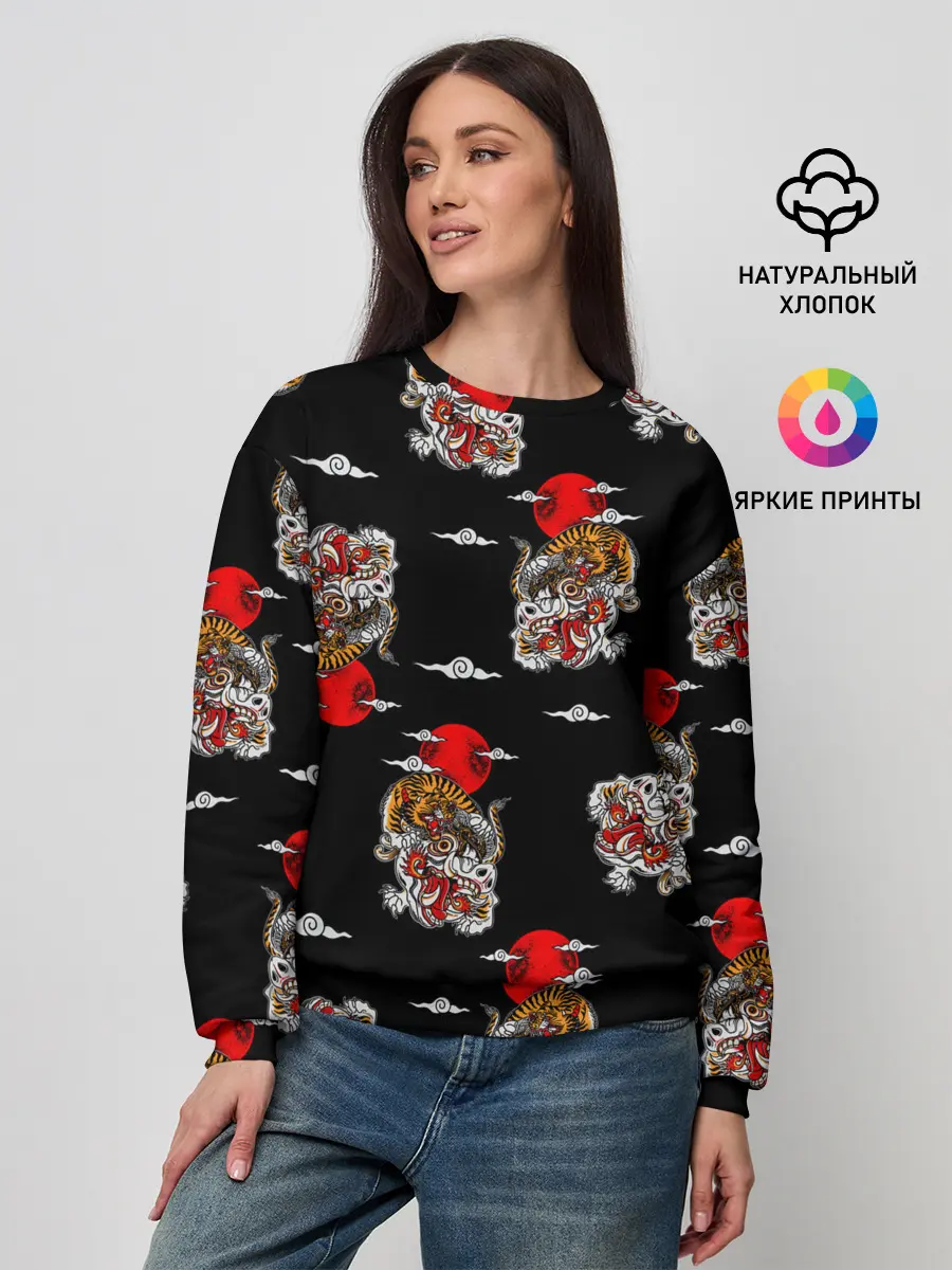 Женский свитшот / Японский стиль - тигры