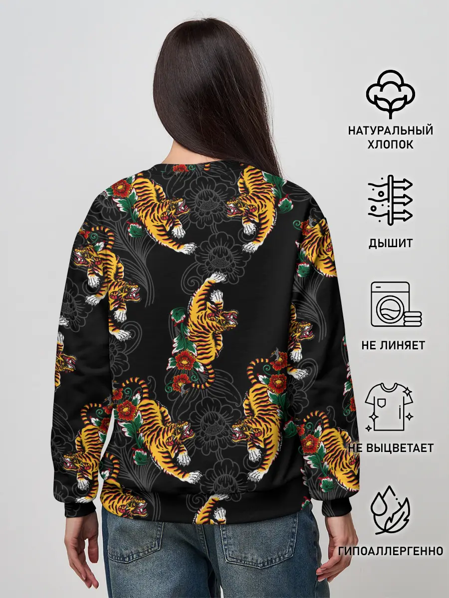 Женский свитшот / Японский стиль - тигры