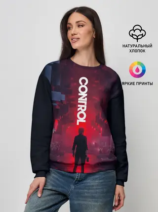 Женский свитшот / Control лого над Героиней