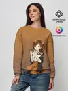 Женский свитшот / анимешная девочка очки офис